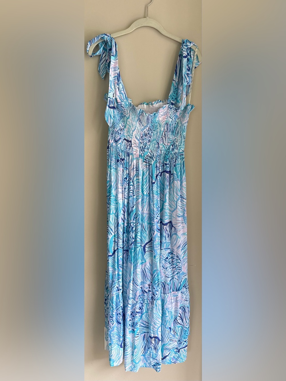 Lilly Pulitzer Blue Floral Sundress-Size M (8-10)
